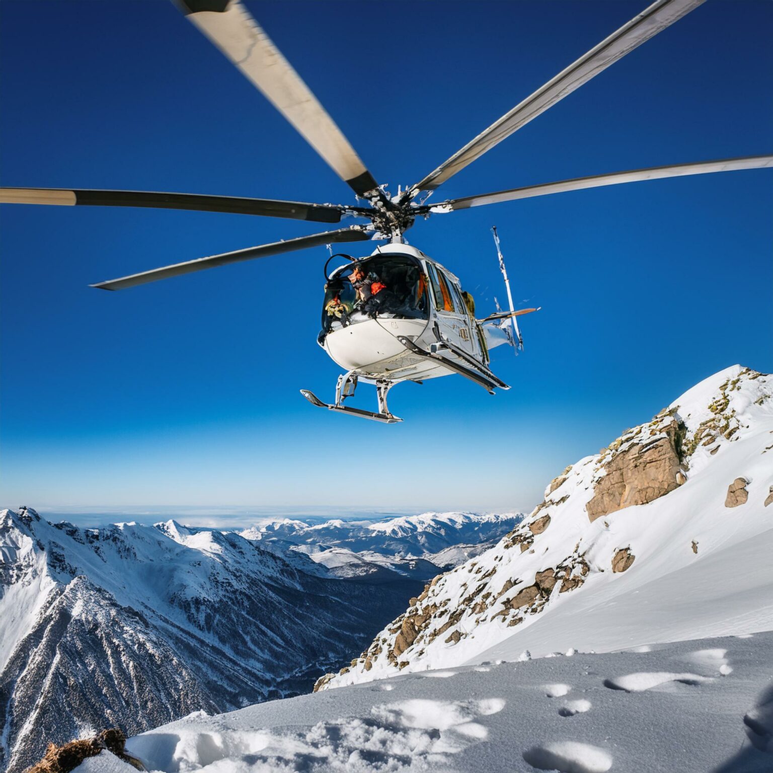 Firefly skier dropped off by helicopter at the top of a mountain 68857